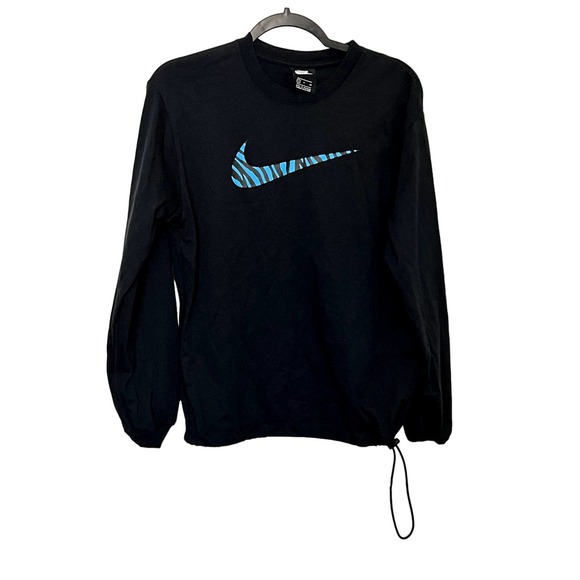 Nike Tops - Nike Swoosh Logo Crew Neck Pullover Sweatshirt Black Womens Size Small